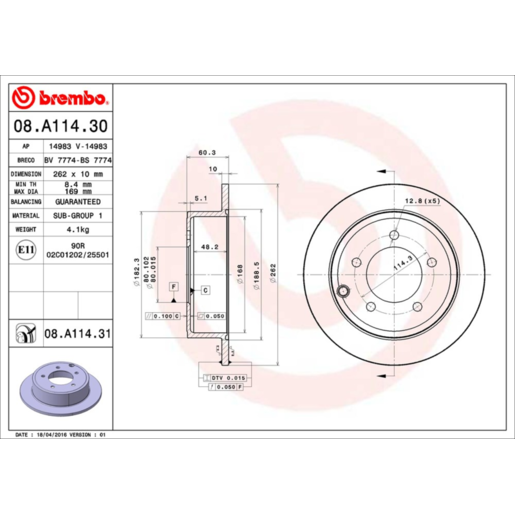 Brembo Disc Brake Rotor - 08.A114.31