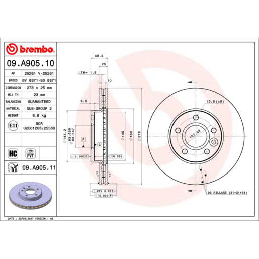 Brembo Disc Brake Rotor - 09.A905.11