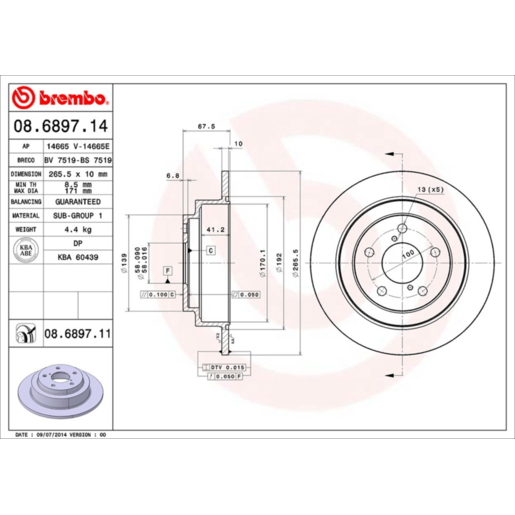 Brembo Disc Brake Rotor - 08.6897.11