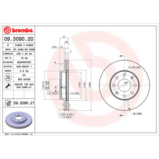 Brembo Disc Brake Rotor Front - 09.3090.21