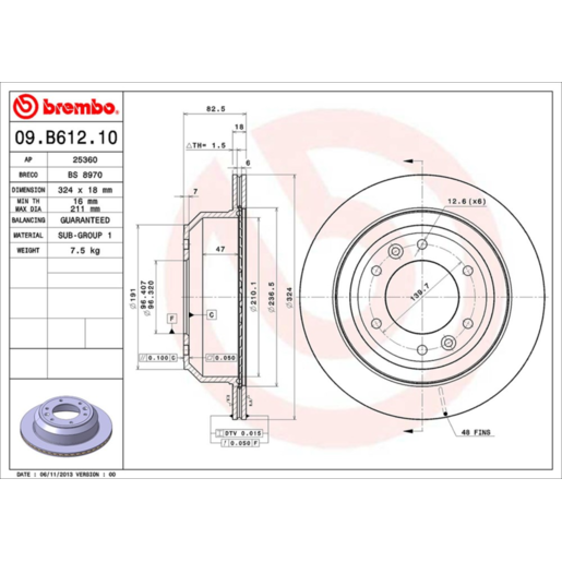 Brembo Disc Brake Rotor - 09.B612.10