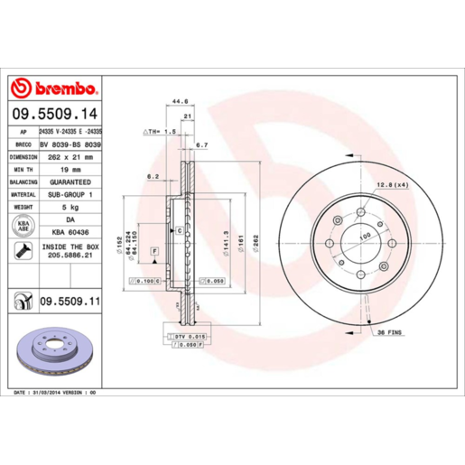 Brembo Disc Brake Rotor Front - 09.5509.11