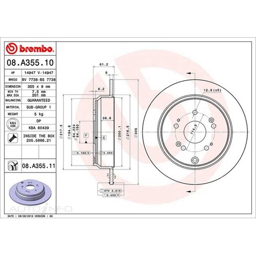 Brembo Disc Brake Rotor - 08.A355.11