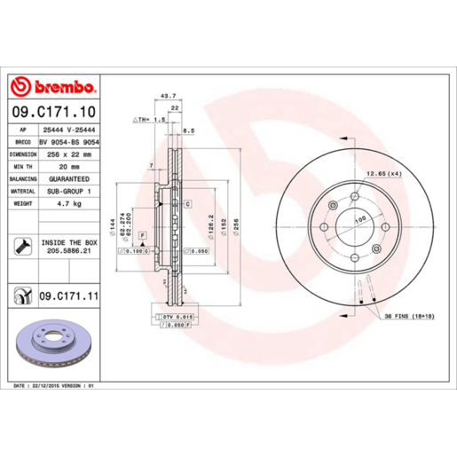 Brembo Disc Brake Rotor - 09.C171.11