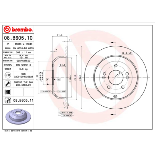 Brembo Disc Brake Rotor - 08.B605.11