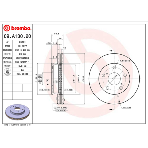 Brembo Disc Brake Rotor Front - 09.A130.20