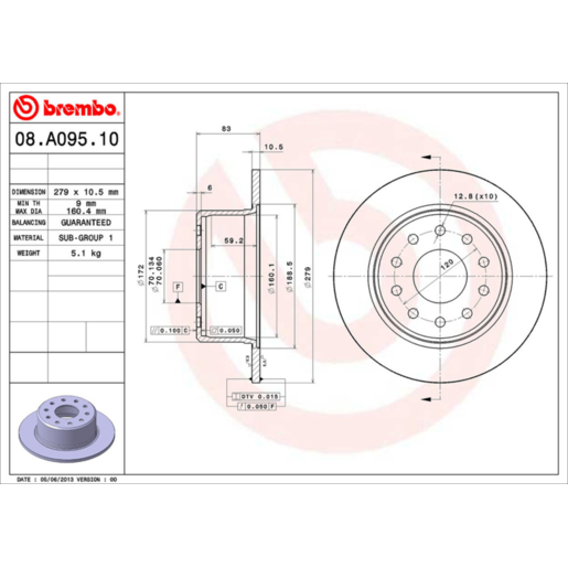 Brembo Disc Brake Rotor - 08.A095.10