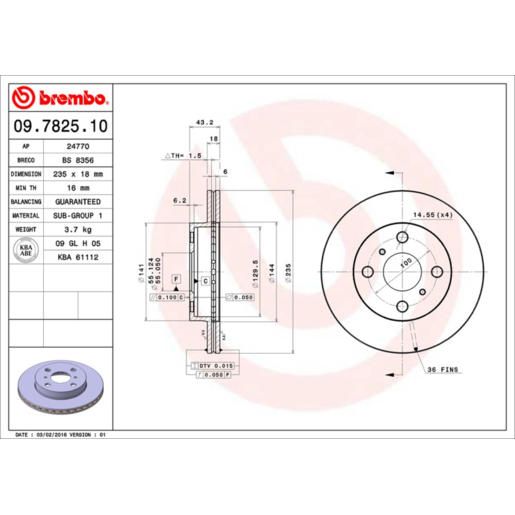 Brembo Disc Brake Rotor - 09.7825.10