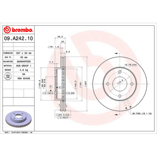 Brembo Disc Brake Rotor Front - 09.A242.10