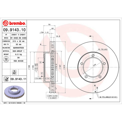 Brembo Disc Brake Rotor - 09.9143.11