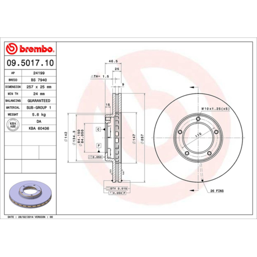 Brembo Disc Brake Rotor - 09.5017.10