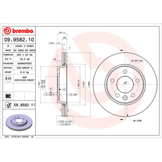 Brembo Disc Brake Rotor - 09.9582.11