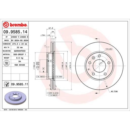 Brembo Disc Brake Rotor - 09.9585.11