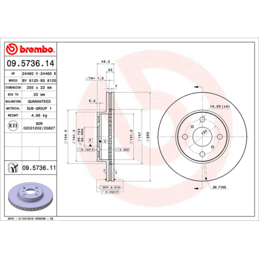 Brembo Disc Brake Rotor - 09.5736.11