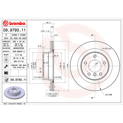 Brembo Disc Brake Rotor Rear - 09.9793.11