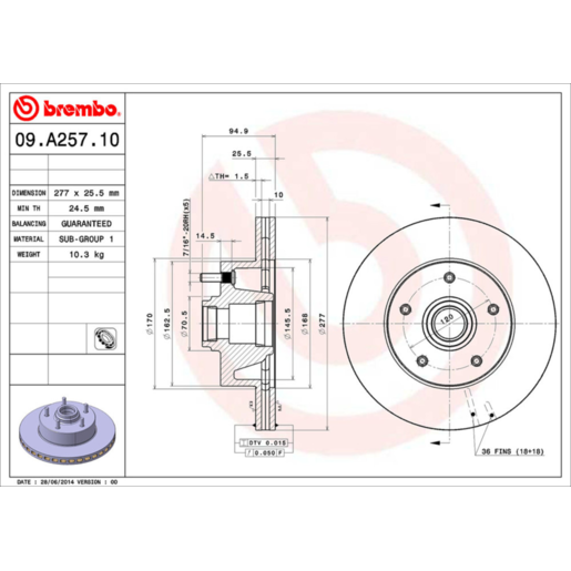 Brembo Disc Brake Rotor - 09.A257.10