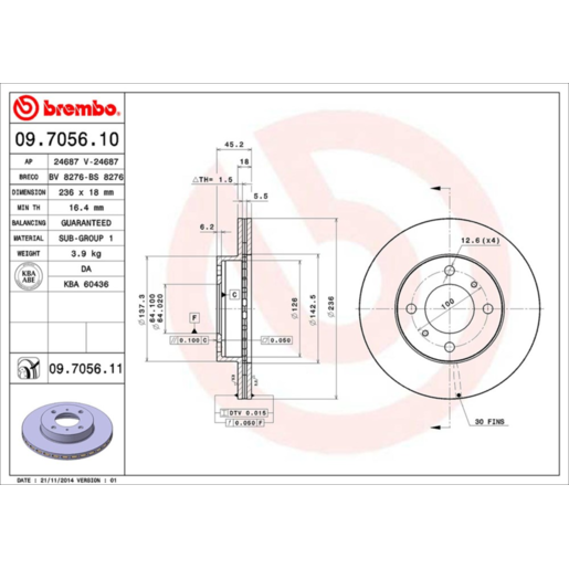 Brembo Disc Brake Rotor - 09.7056.11