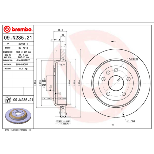 Brembo Disc Brake Rotor - 09.N235.21