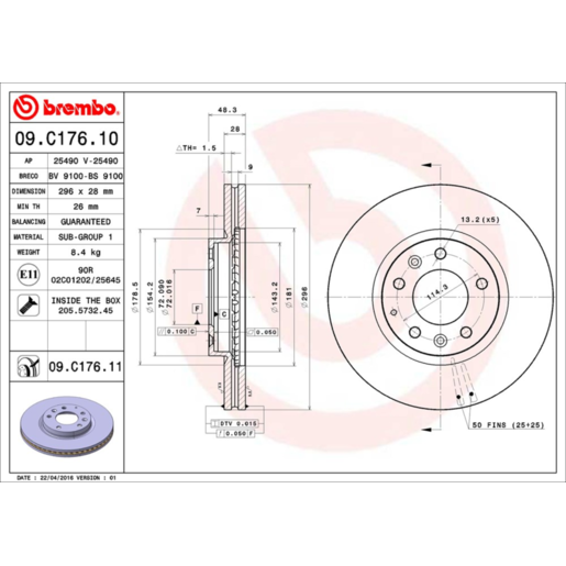 Brembo Disc Brake Rotor - 09.C176.11