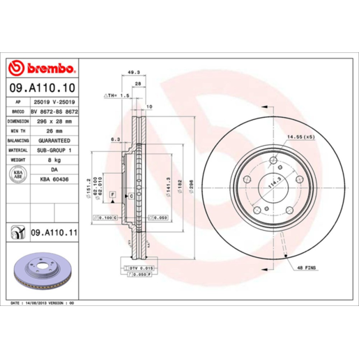 Brembo Disc Brake Rotor Front - 09.A110.11