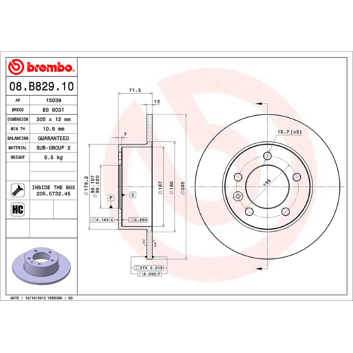 Brembo Disc Brake Rotor Front/Rear - 08.B829.10