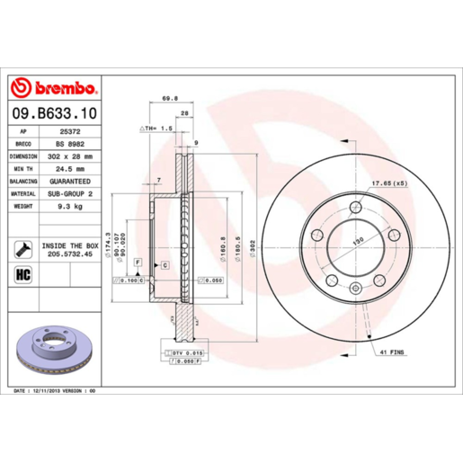 Brembo Disc Brake Rotor Front - 09.B633.10