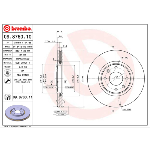 Brembo Disc Brake Rotor Front - 09.8760.11