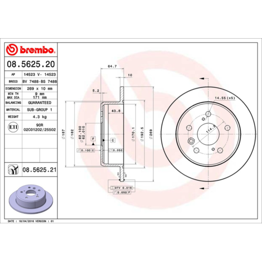 Brembo Disc Brake Rotor - 08.5625.21