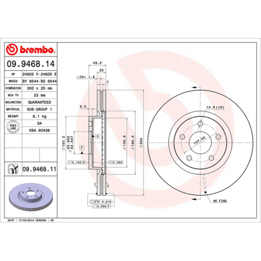 Brembo Disc Brake Rotor Front - 09.9468.11