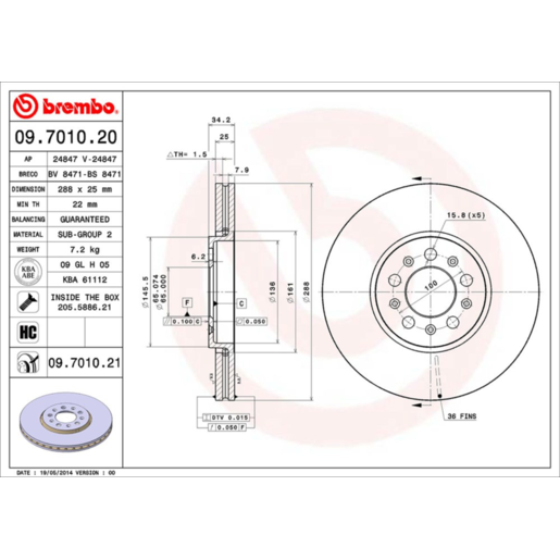 Brembo Disc Brake Rotor Front - 09.7010.21