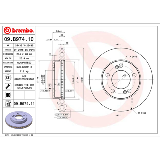 Brembo Disc Brake Rotor - 09.B974.11