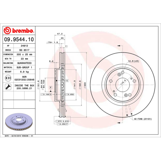 Brembo Disc Brake Rotor - 09.9544.11