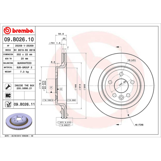 Brembo Disc Brake Rotor Rear - 09.B026.11