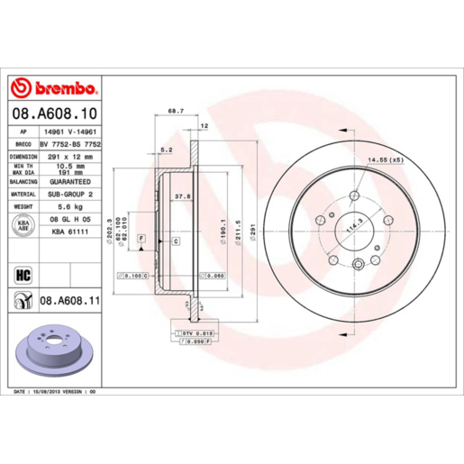 Brembo Disc Brake Rotor - 08.A608.11