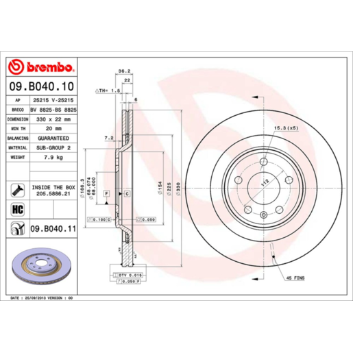 Brembo Disc Brake Rotor Rear - 09.B040.11