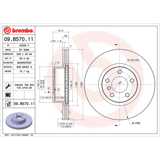 Brembo Disc Brake Rotor Front - 09.B570.11