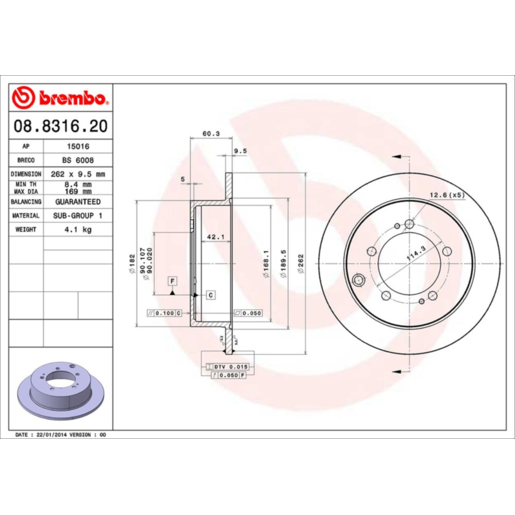 Brembo Disc Brake Rotor - 08.8316.20