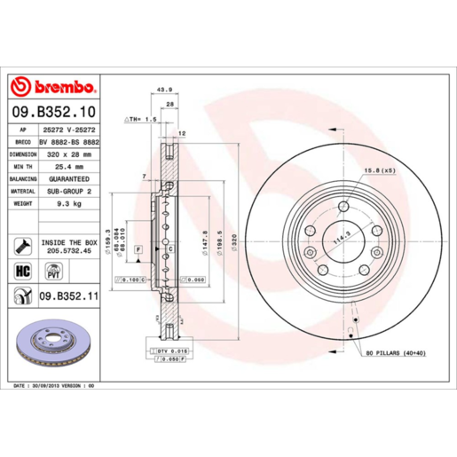 Brembo Disc Brake Rotor Front - 09.B352.11