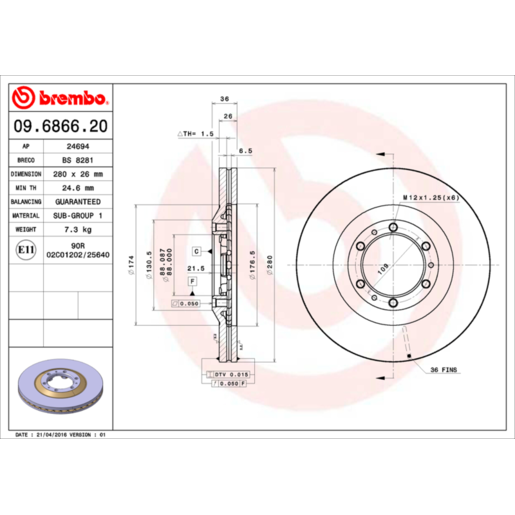 Brembo Disc Brake Rotor - 09.6866.20