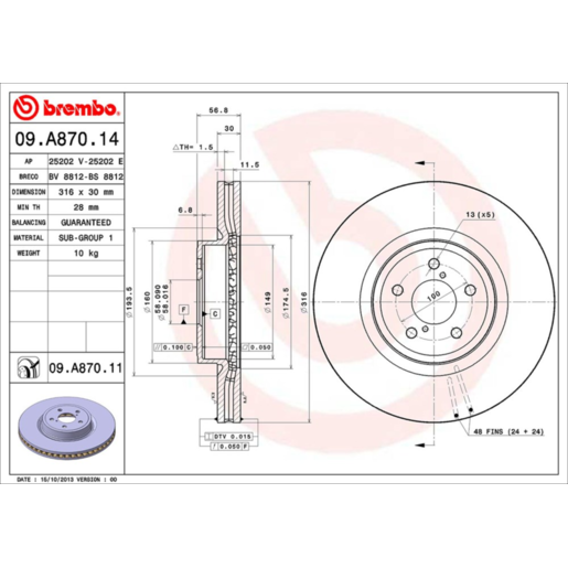 Brembo Disc Brake Rotor Front - 09.A870.11