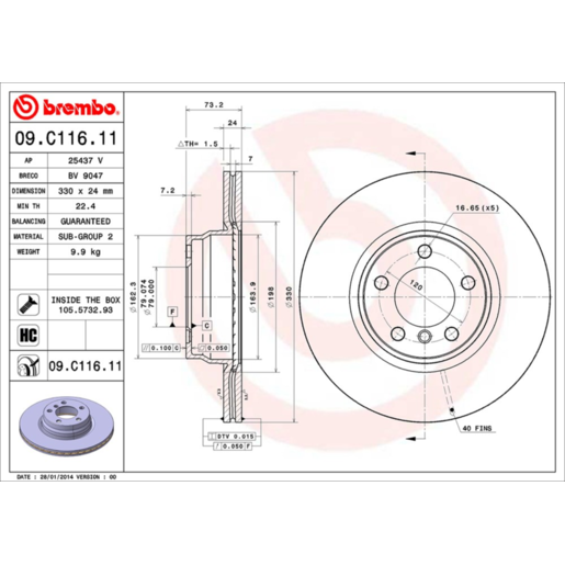 Brembo Disc Brake Rotor - 09.C116.11