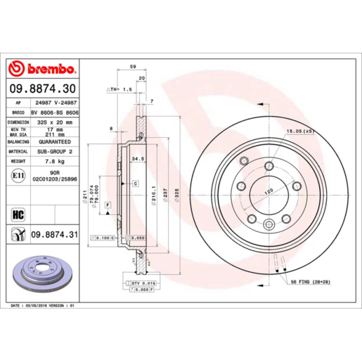 Brembo Disc Brake Rotor - 09.8874.31