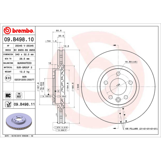 Brembo Disc Brake Rotor Front - 09.B498.11