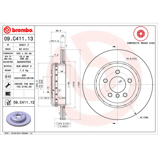 Brembo Disc Brake Rotor - 09.C411.13