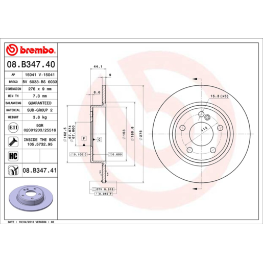 Brembo Disc Brake Rotor - 08.B347.41