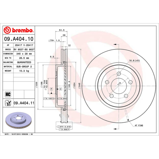 Brembo Disc Brake Rotor - 09.A404.11