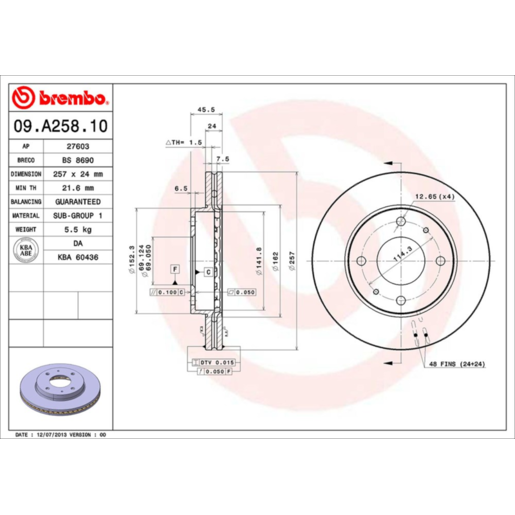 Brembo Disc Brake Rotor - 09.A258.10