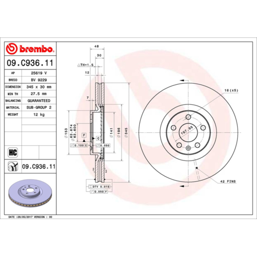 Brembo Disc Brake Rotor - 09.C936.11