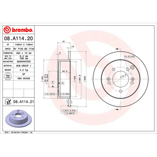 Brembo Disc Brake Rotor - 08.A114.21