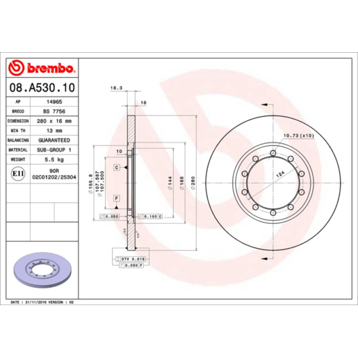 Brembo Disc Brake Rotor - 08.A530.10